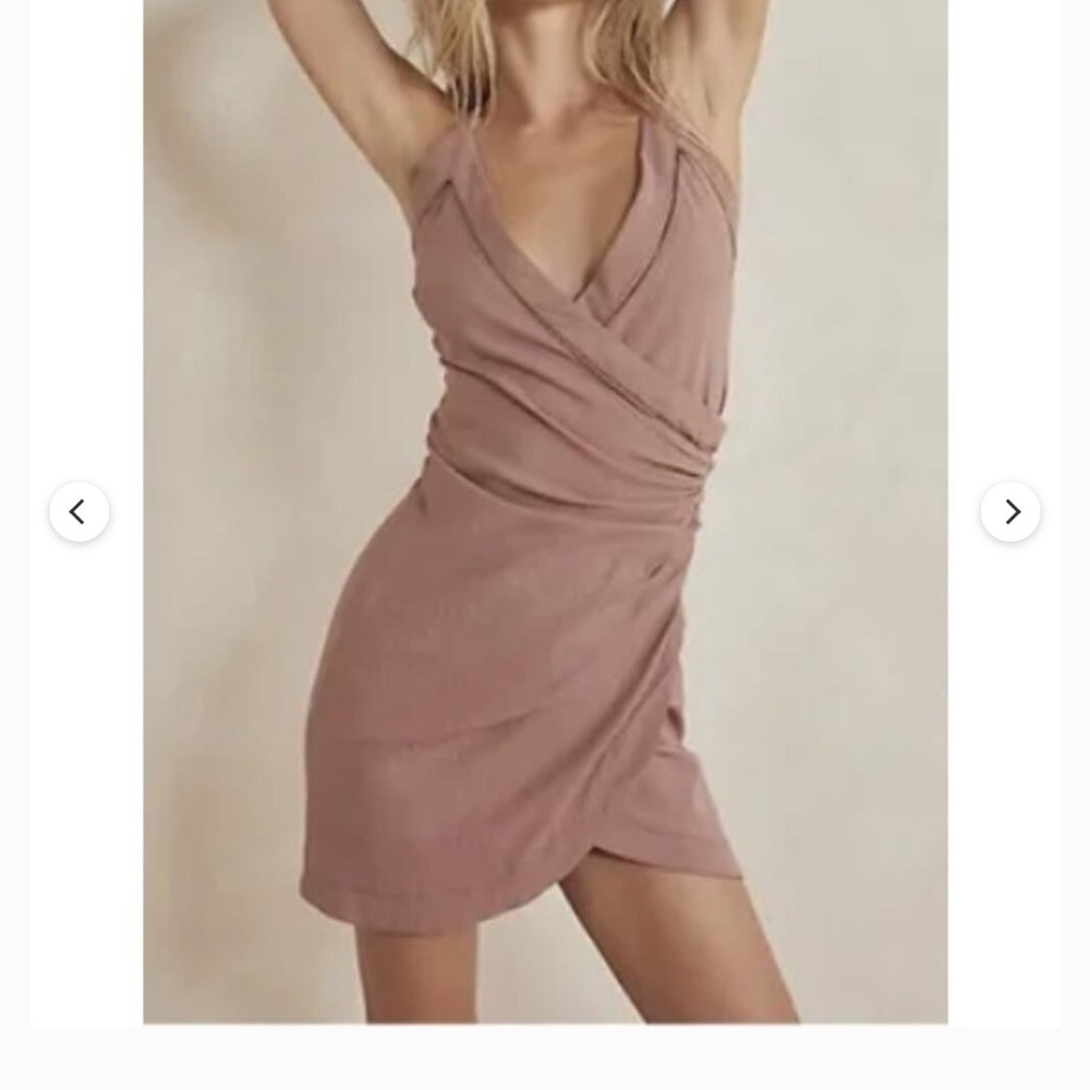 Free People Dusty Mauve Faux-Wrap Mini Dress